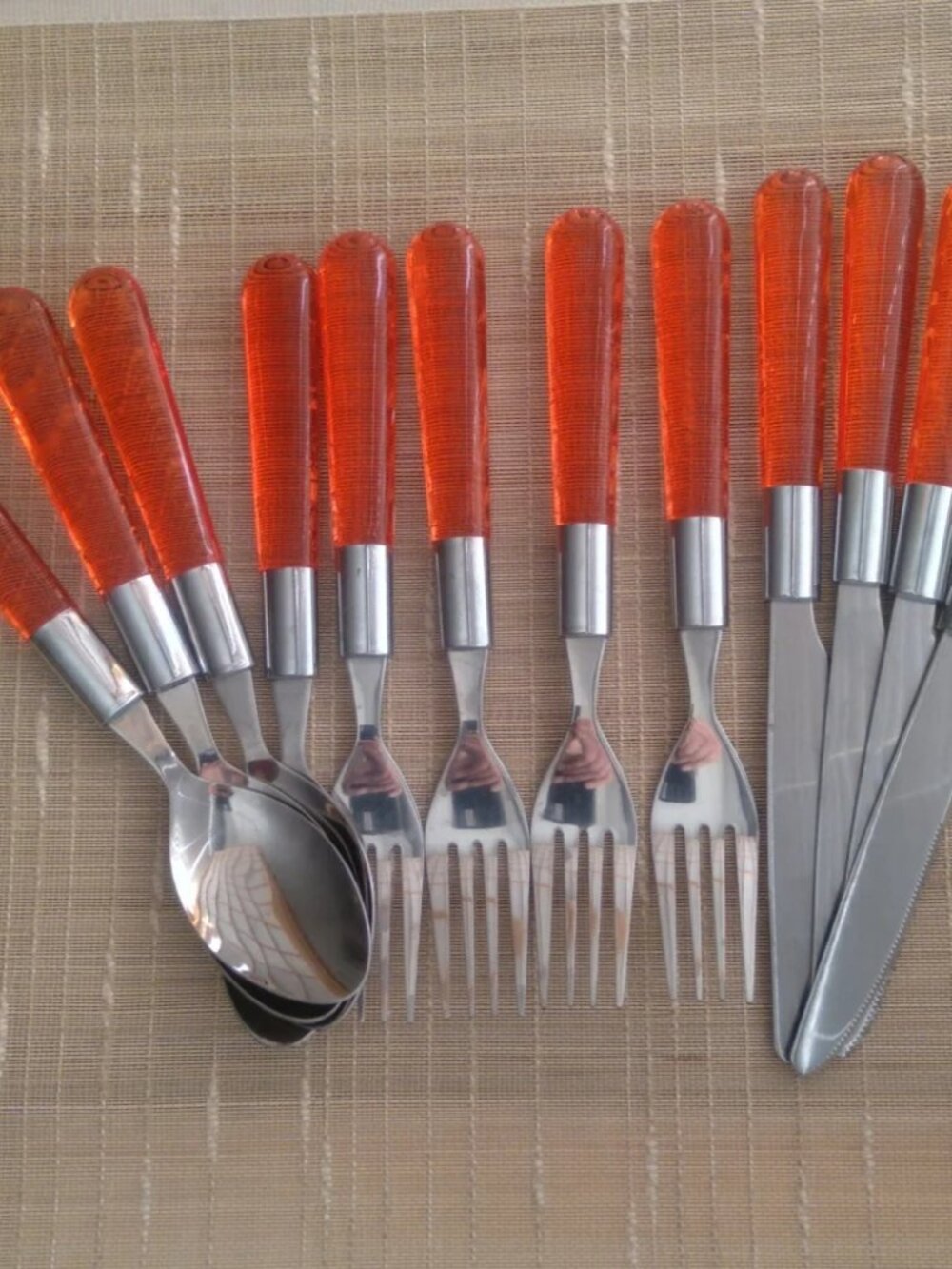 Hampton Silversmiths Flatware Set with Orange Handles